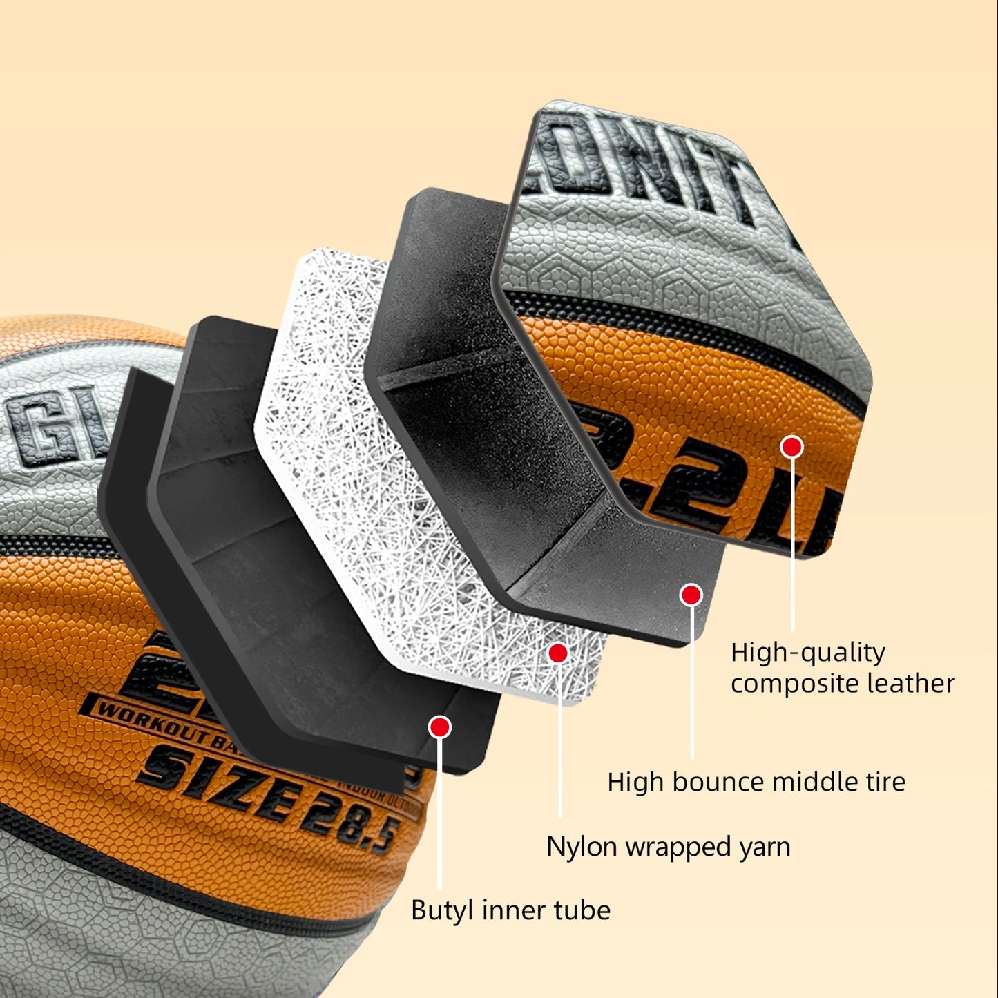 Heavy Training Basketball In&outdoor 28.5"/29.5" 2.2LBS/3LBS Non-slip Weighted Basketball For Dribbling Passing