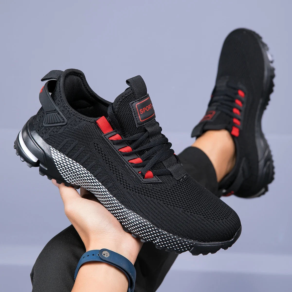 YRZL Men's Sneakers Breathable Running Shoes Lightweight Tennis Walking Shoes Non Slip Sports Shoes