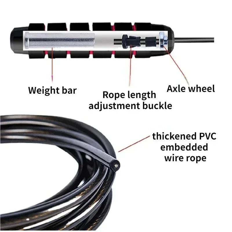 The New Jump Rope Steel Wire Skipping Exercise Adjustable Jumping Fitness Workout Training Home Sport