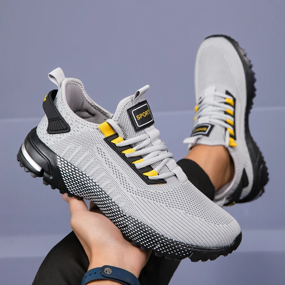 YRZL Men's Sneakers Breathable Running Shoes Lightweight Tennis Walking Shoes Non Slip Sports Shoes