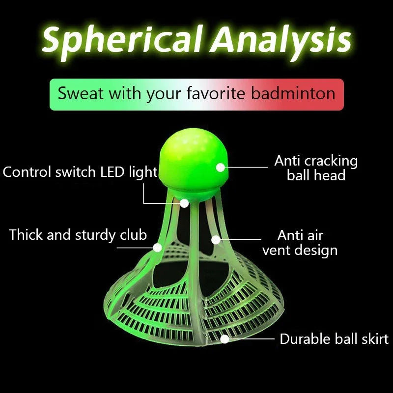 1 PC Glow-In-The-Dark Windproof Badminton Shuttlecock Ball Wind Resistance Training Accessoires
