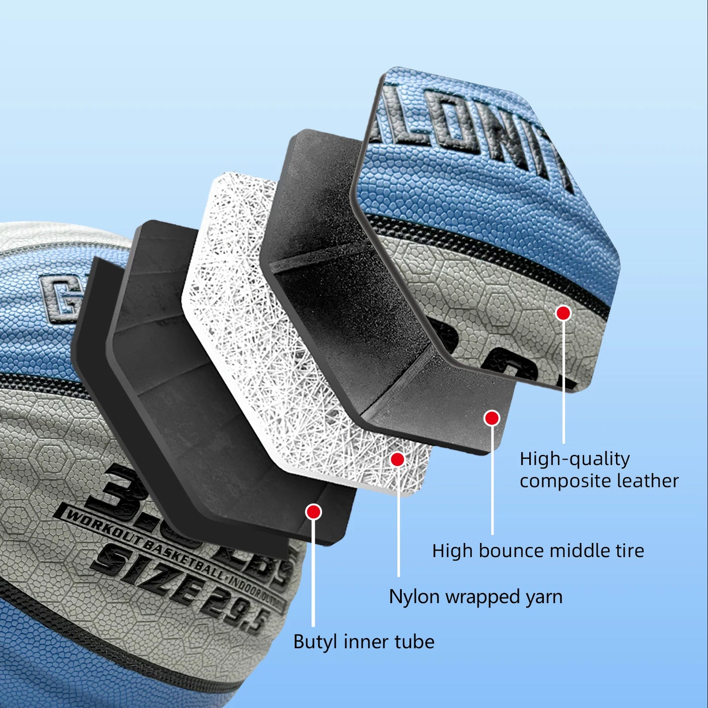 Weighted Training Basketball 3LBS/2.2LBS,Official Size 6/7 Wear-resistant Heavy Ball For Handling Dribbling&Passing