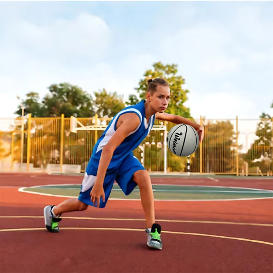 White Basketball Ball For Players Of All Levels Enhanced Visibility Luminous Basketballs Wear Resistant Soft leather