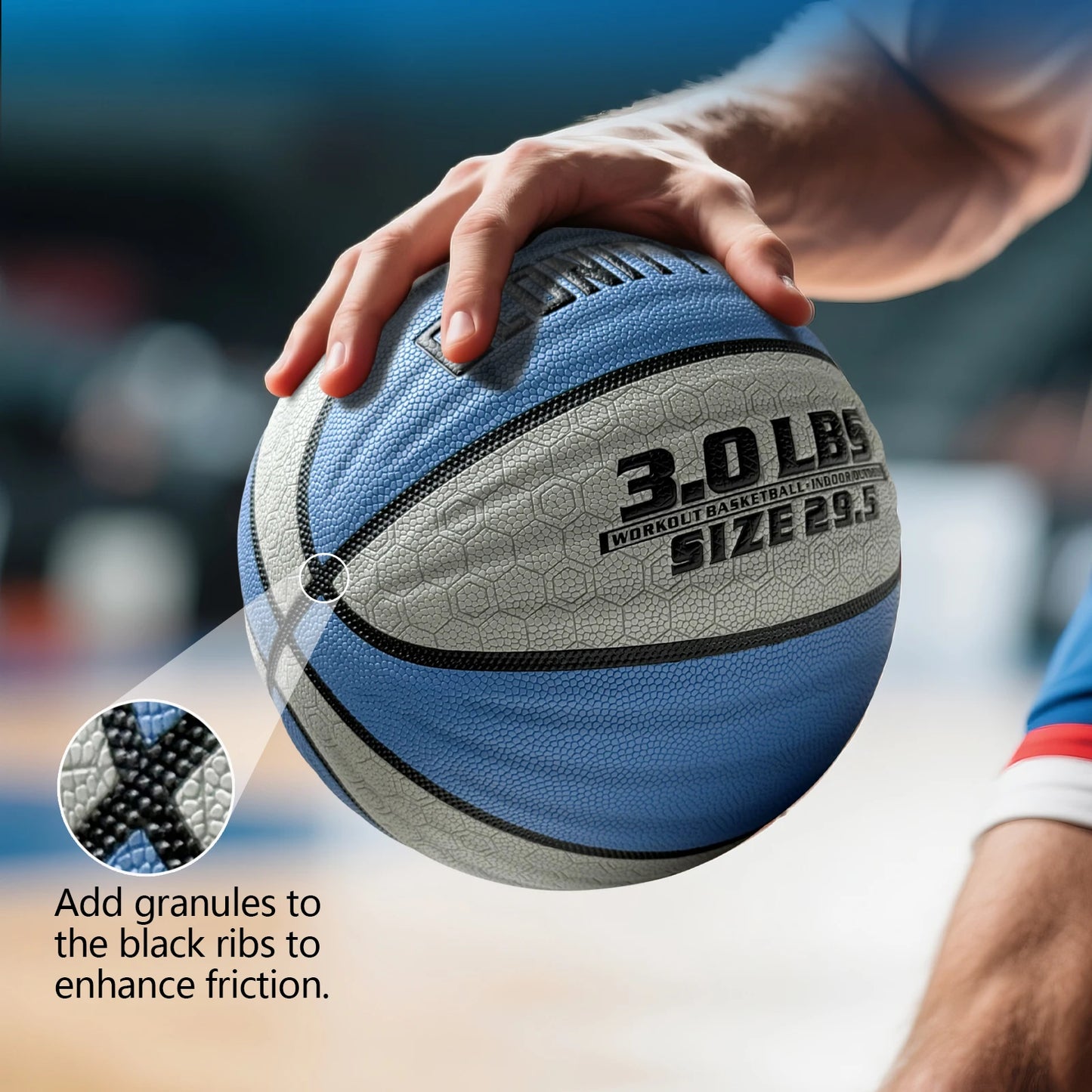 Weighted Training Basketball 3LBS/2.2LBS,Official Size 6/7 Wear-resistant Heavy Ball For Handling Dribbling&Passing